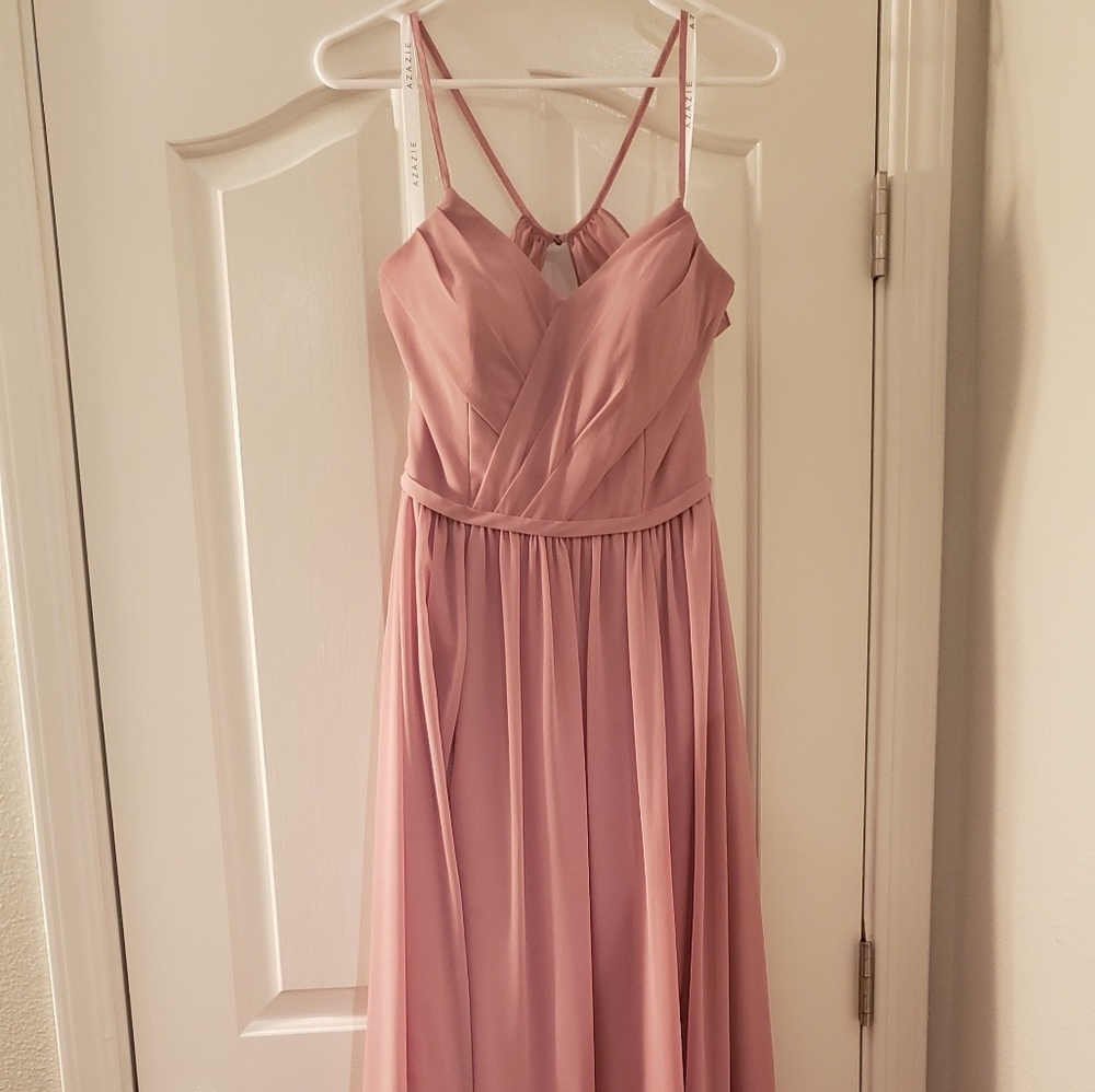 Blush Floor-Length Chiffon Dress